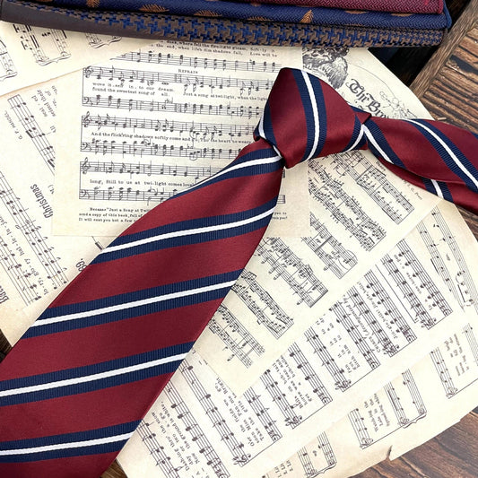 Men's Ties Retro Coffee Color Orange Red Striped Tie Hand Hit 8CM by GJG Denim