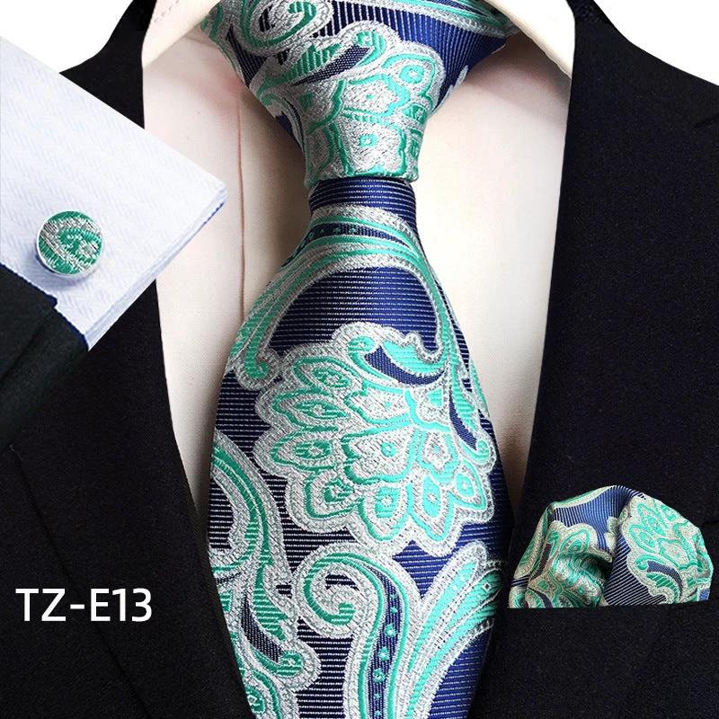 Men's Paisley Tie Square Scarf Pocket Square Cufflinks Three-piece Set by GJG Denim