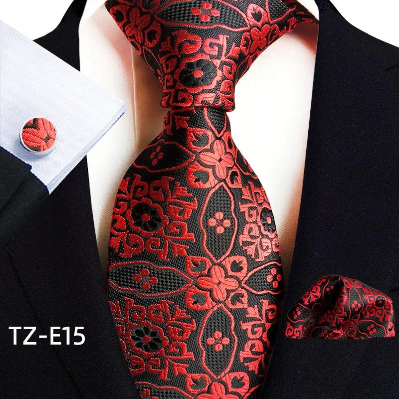 Men's Paisley Tie Square Scarf Pocket Square Cufflinks Three-piece Set by GJG Denim