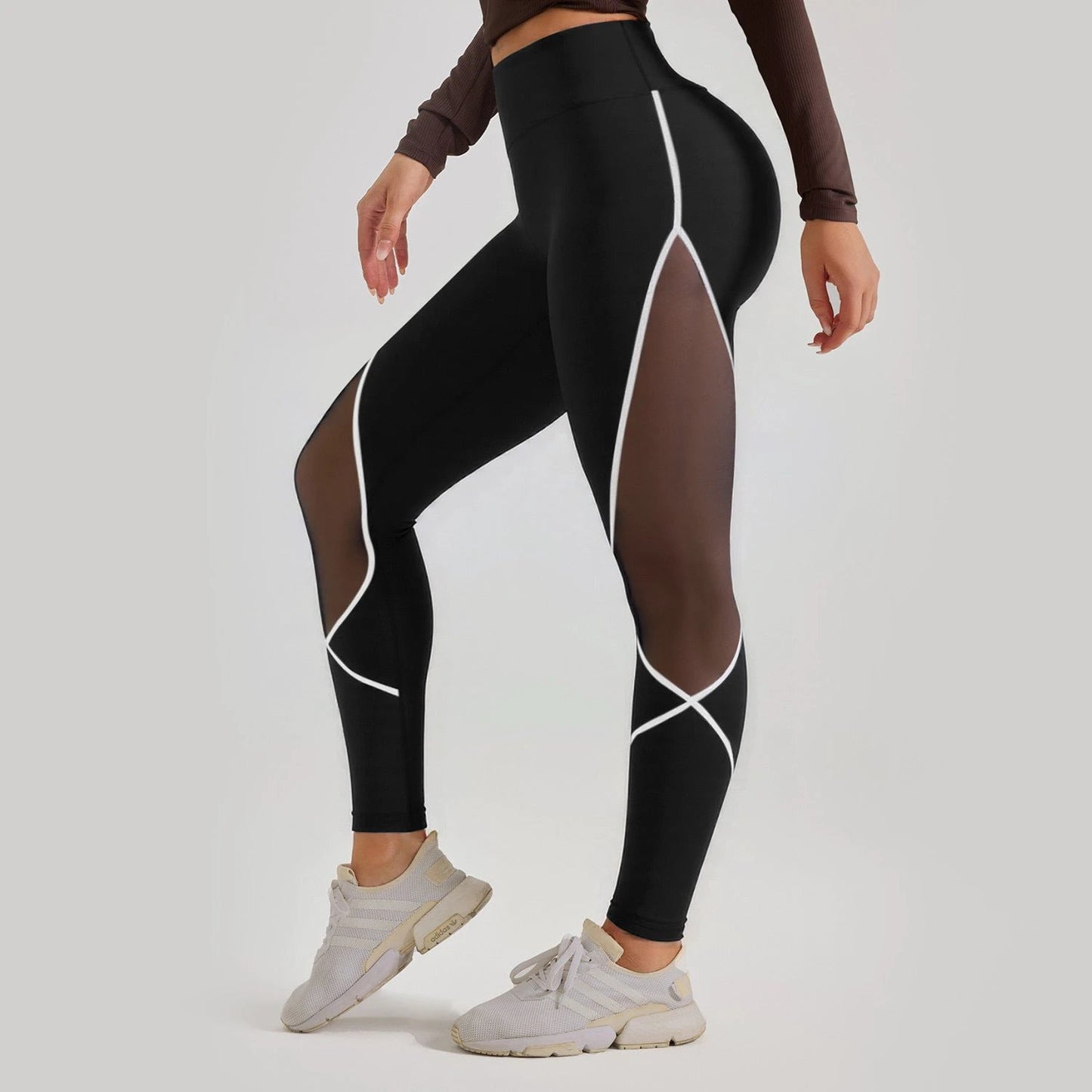 High Waist Yoga Pants Mesh Panels by GJG Denim