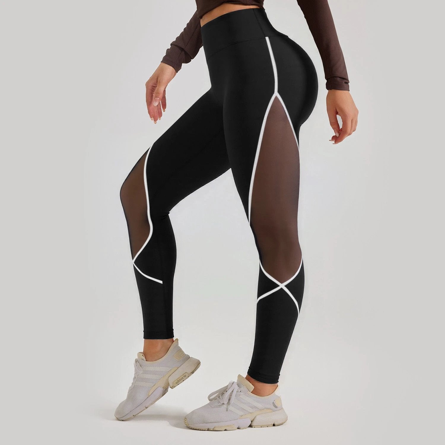 High Waist Yoga Pants Mesh Panels by GJG Denim