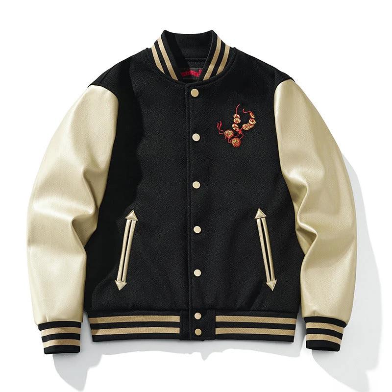 Men's Chinese-style Heavy-duty Embroidered Jacket by GJG Denim