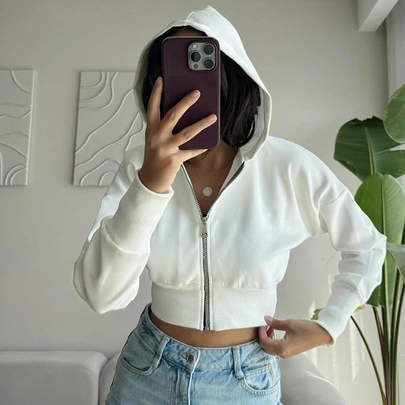 Women's Fashion Cardigan Zipper Hooded Long Sleeve by GJG Denim