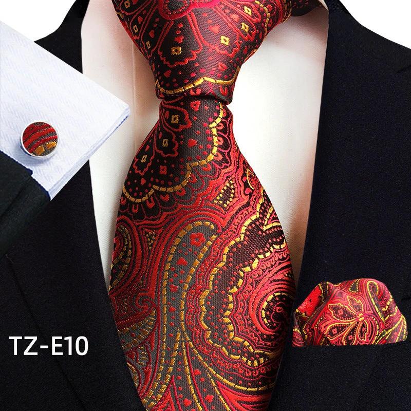 Men's Paisley Tie Square Scarf Pocket Square Cufflinks Three-piece Set by GJG Denim