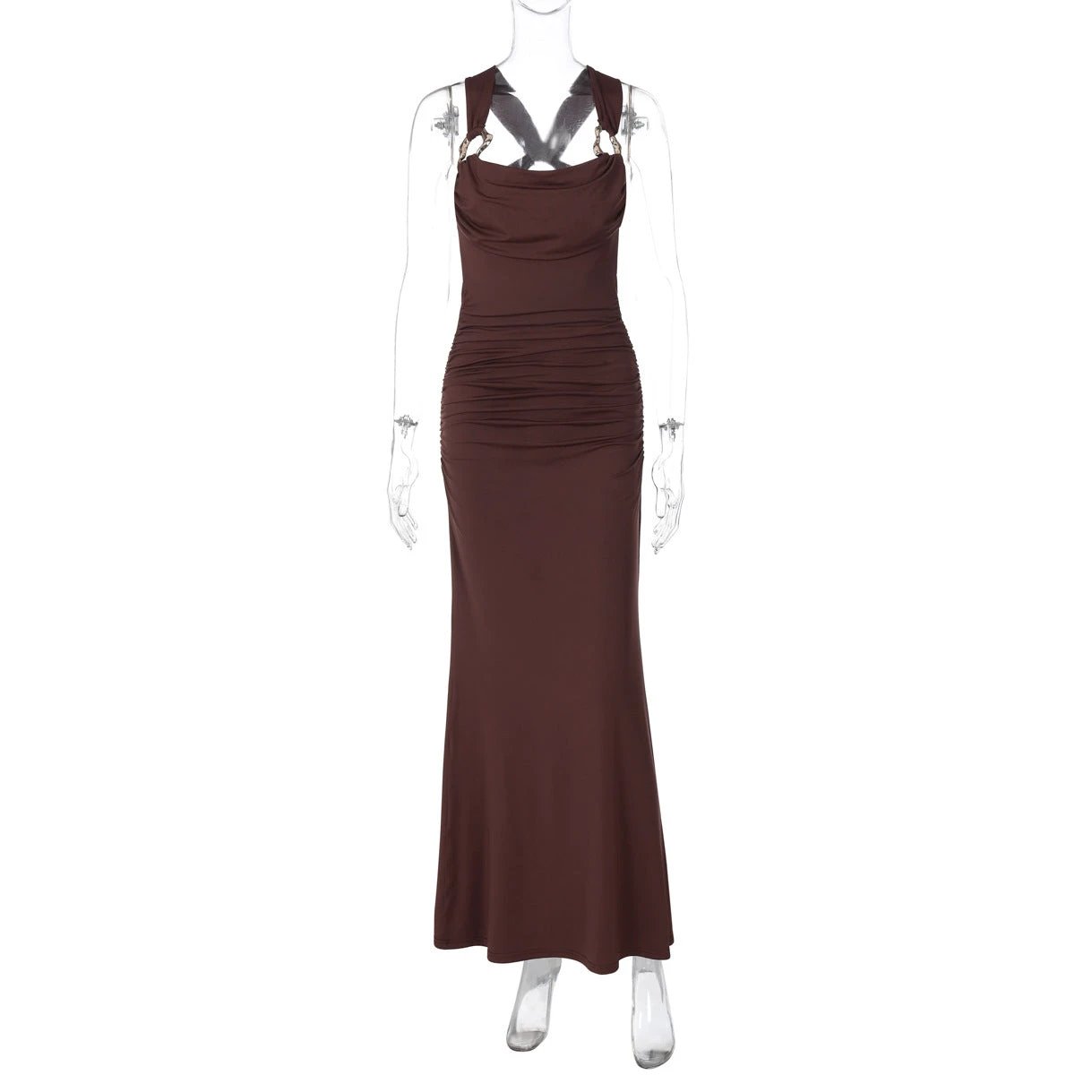 Backless ruched Long Dress by GJG Denim