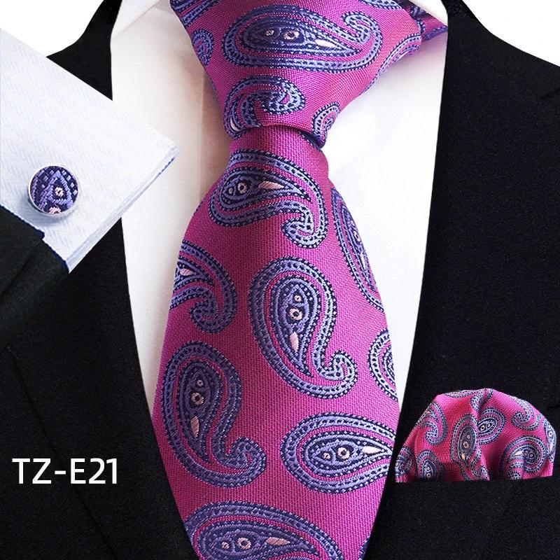 Men's Paisley Tie Square Scarf Pocket Square Cufflinks Three-piece Set by GJG Denim