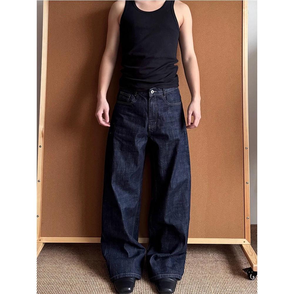 Men's Loose Straight-leg Wide-leg A- Line Jeans by GJG Denim