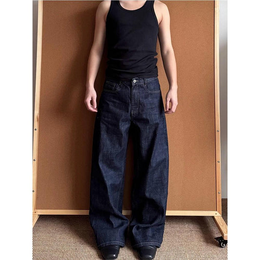 Men's Loose Straight-leg Wide-leg A- Line Jeans by GJG Denim