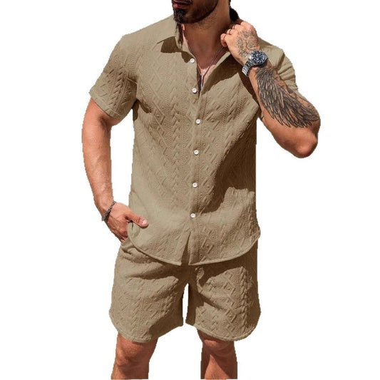 Men's Shirt Casual Loose Short Sleeves Shorts by GJG Denim