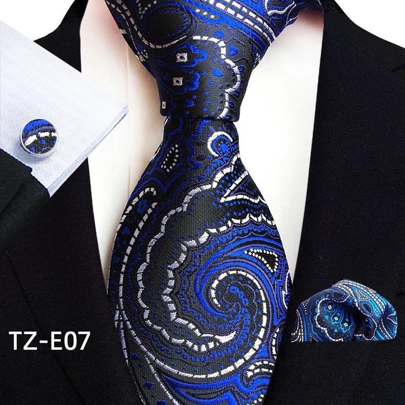 Men's Paisley Tie Square Scarf Pocket Square Cufflinks Three-piece Set by GJG Denim
