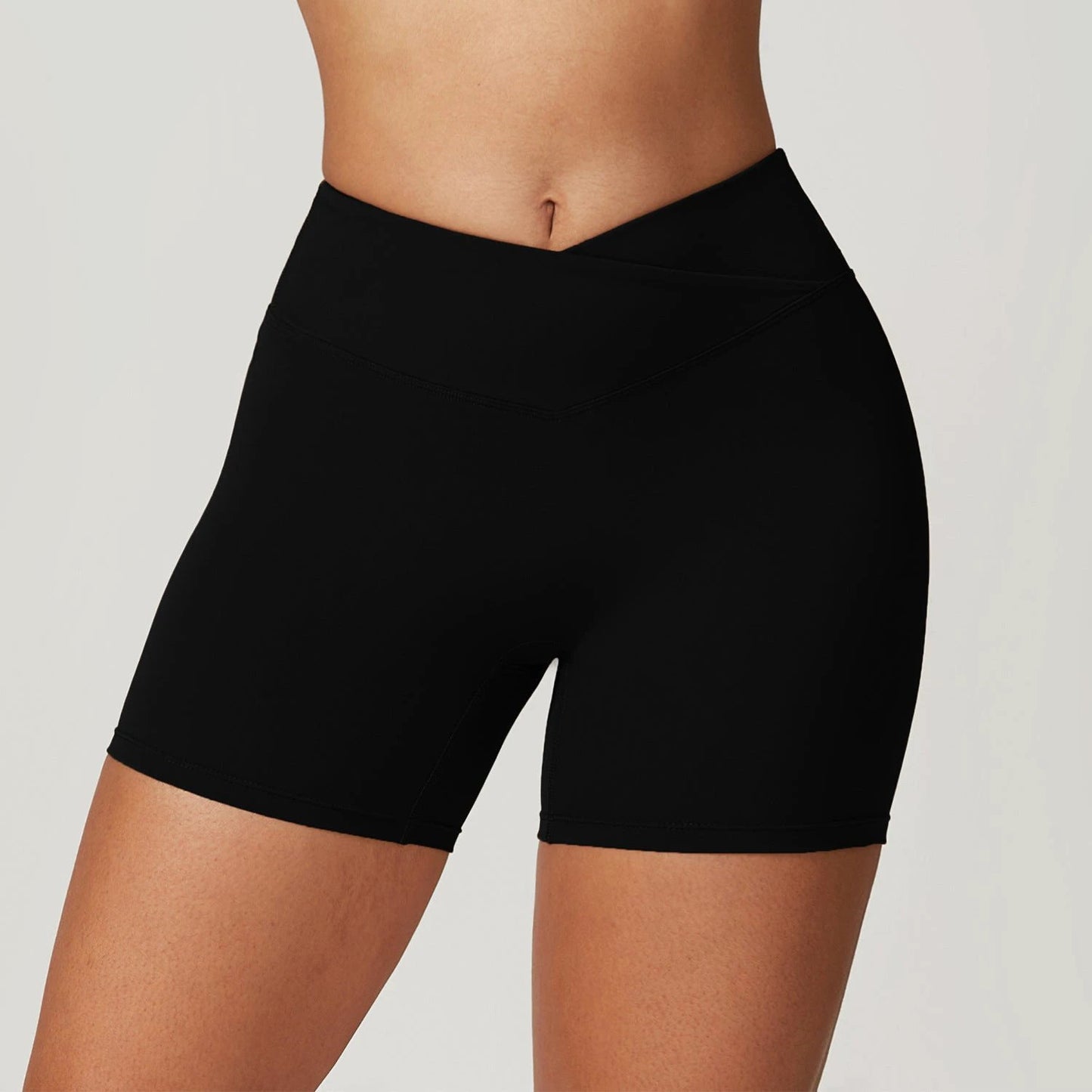 Cross High Waist Workout Shorts For Women by GJG Denim