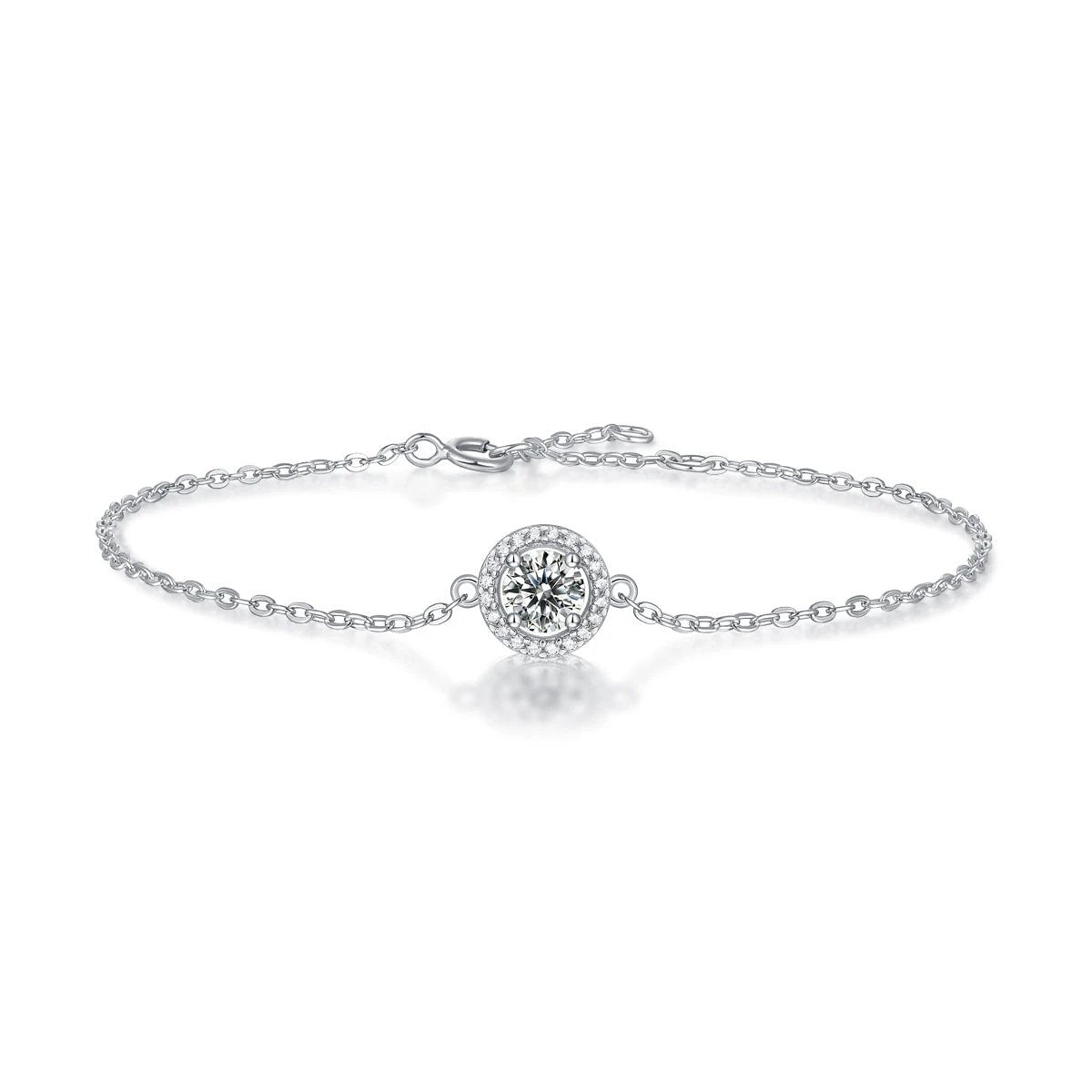 Silver Light Luxury Moissanite Round Bag Bracelet by GJG Denim