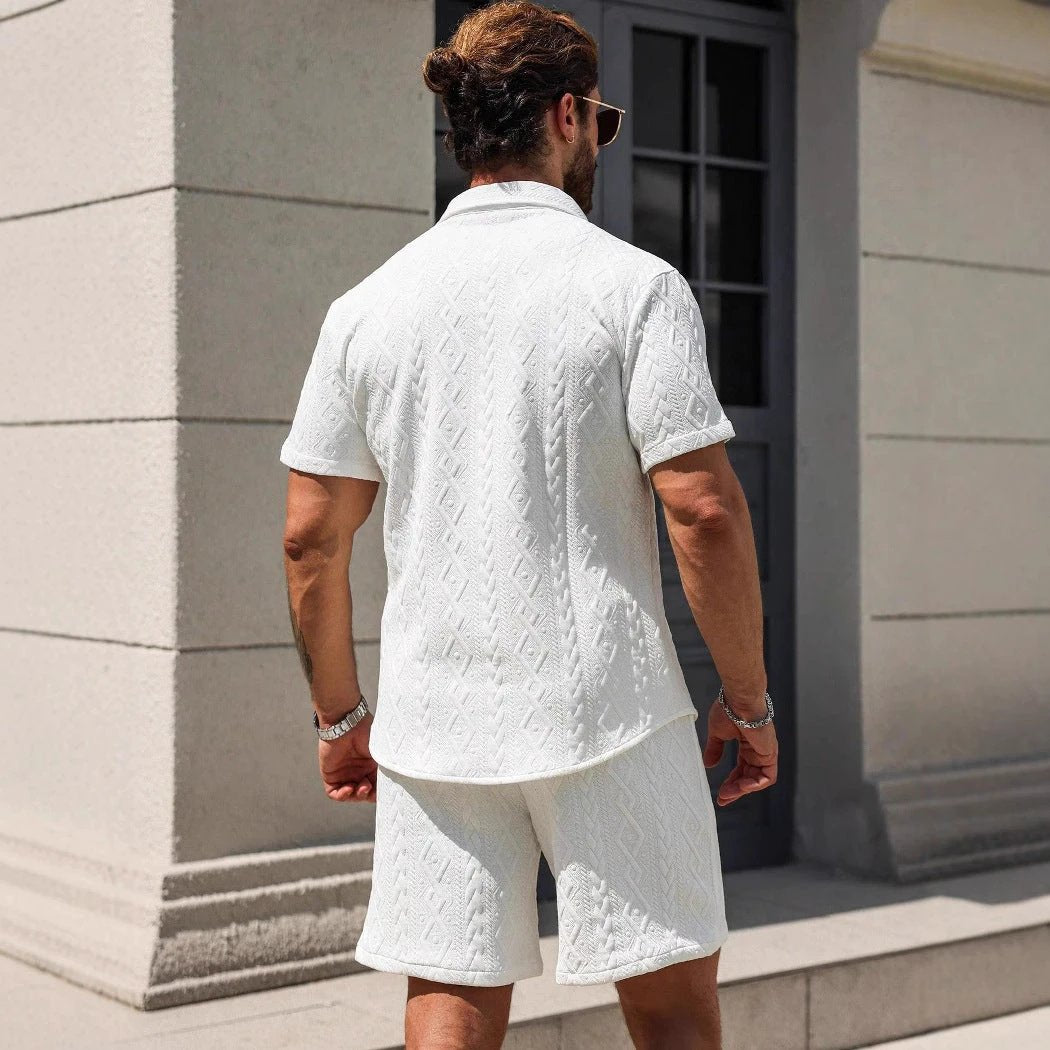 Men's Shirt Casual Loose Short Sleeves Shorts by GJG Denim