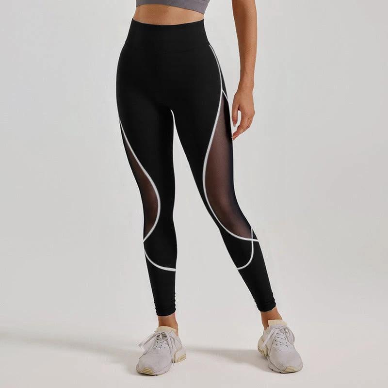 High Waist Yoga Pants Mesh Panels by GJG Denim