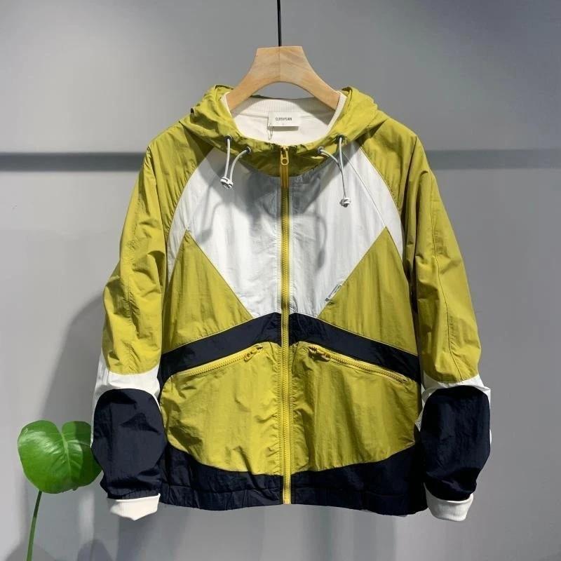 Men's Stitching Color Matching Thin Jacket by GJG Denim