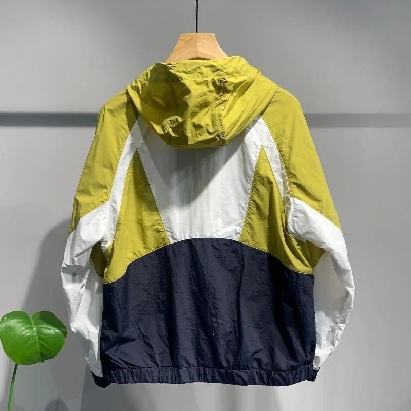 Men's Stitching Color Matching Thin Jacket by GJG Denim