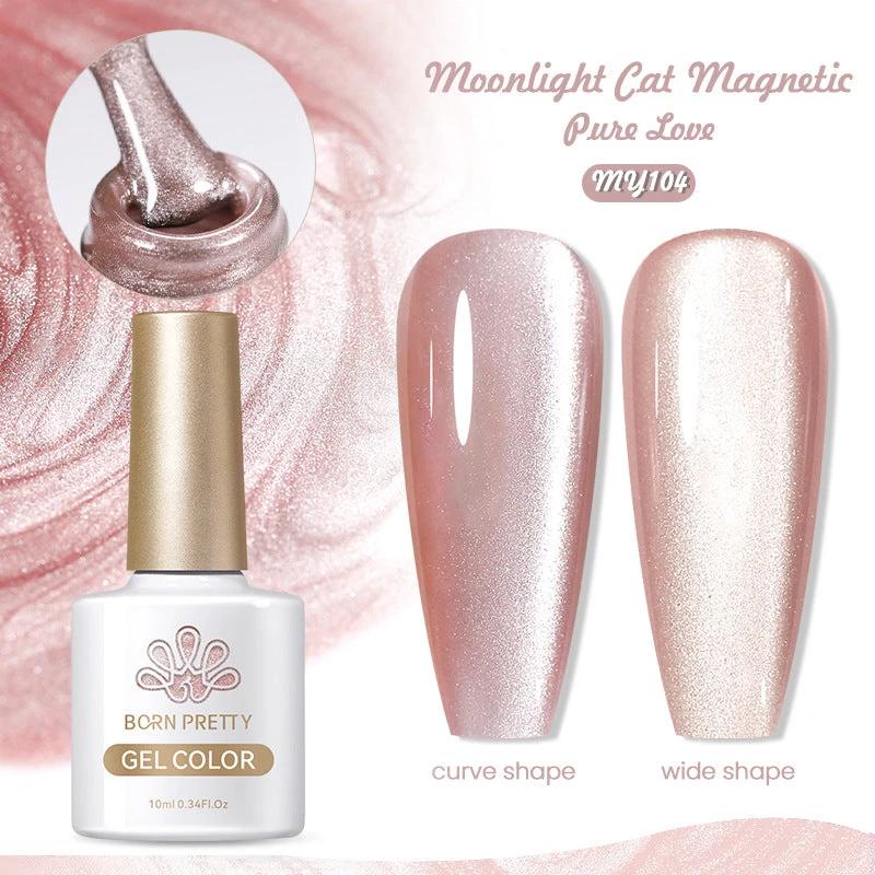 Mirror Porcelain White Cat's Eye White Moonlight Gel Nail Polish by GJG Denim