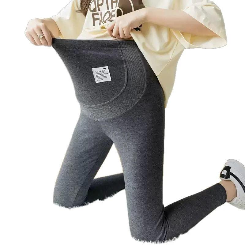 Not Tight Belly Casual Leggings High Elastic Maternity Belly Support Pants by GJG Denim