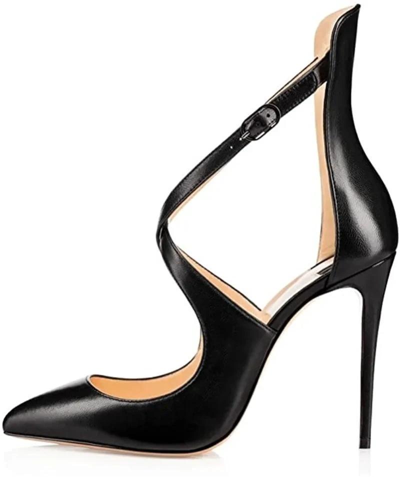 Women's Shoes Cross Strap Stiletto Heel by GJG Denim