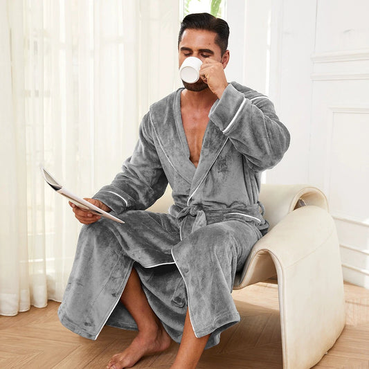 Fashion Men's Flannel Bathrobe Pajamas Women by GJG Denim