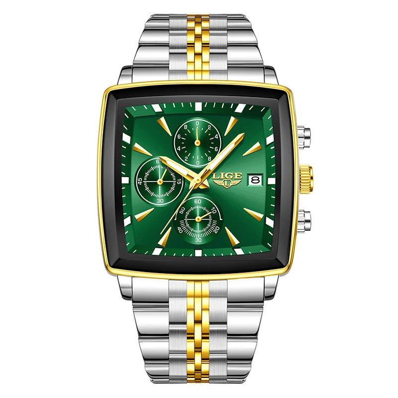 Men's Large Dial Square Watch by GJG Denim