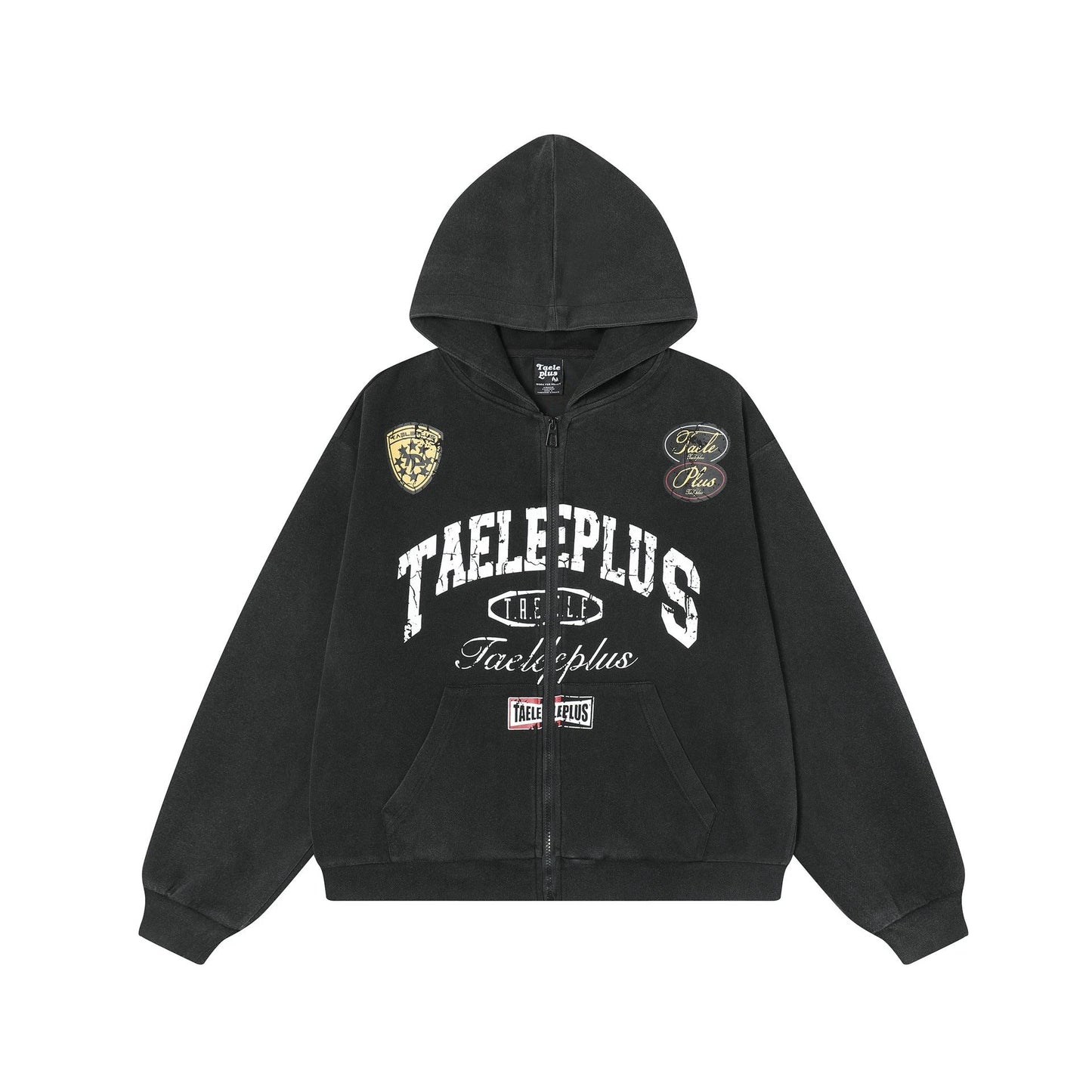 Spring New American College Style Retro Washed Hoodie Coat Cardigan Zipper Sweater by GJG Denim