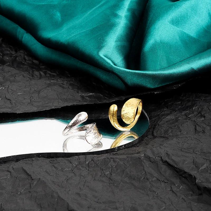 Irregular Concave And Convex Water Drop Gold And Silver Ring by GJG Denim
