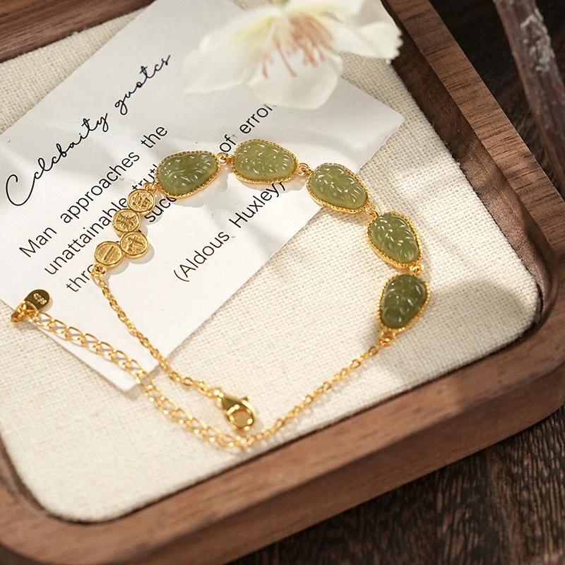 Silver Hetian Jade Gradient Bracelet Light Luxury Advanced by GJG Denim