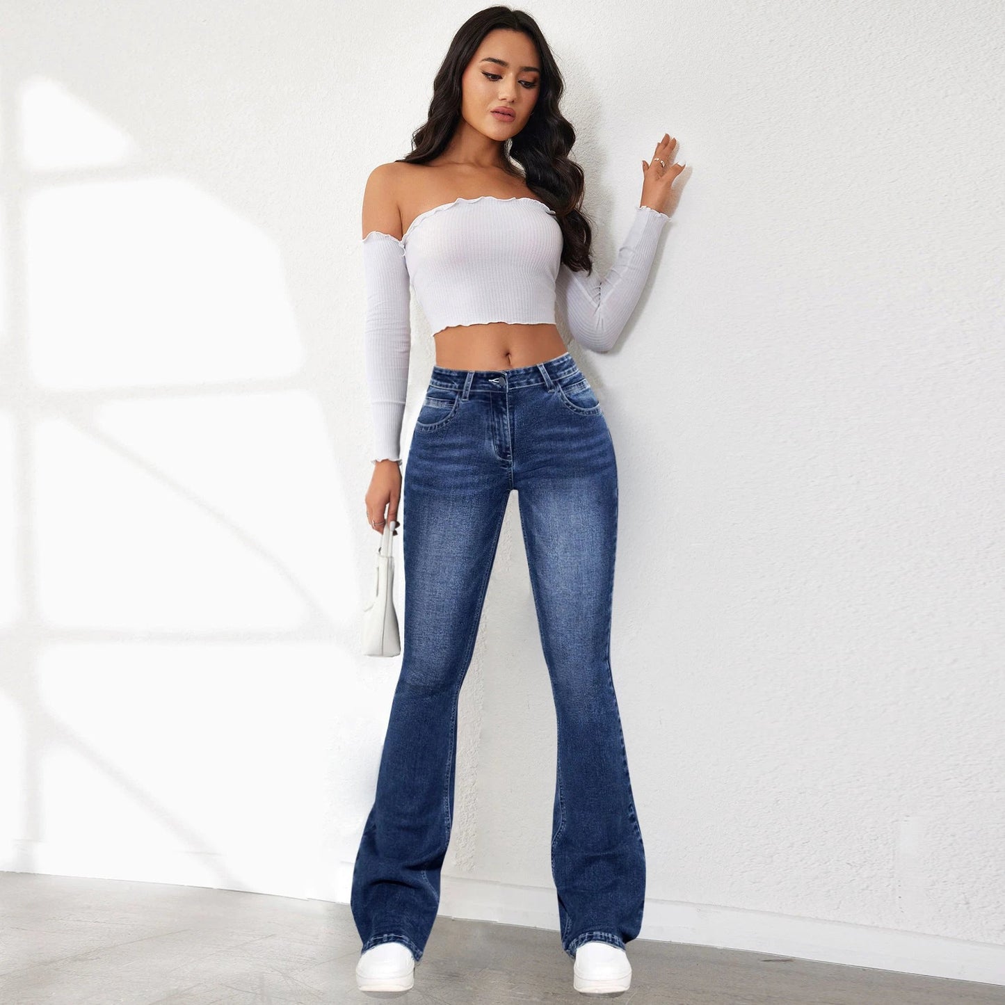 Women's Stretch Pants Denim Retro Washed by GJG Denim
