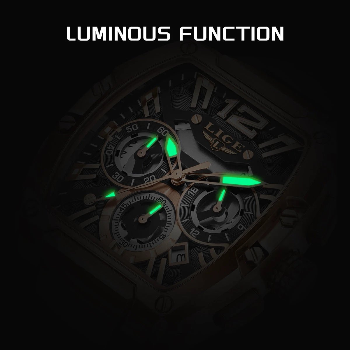 Men's Sports Multifunctional Waterproof Luminous Calendar Watch by GJG Denim