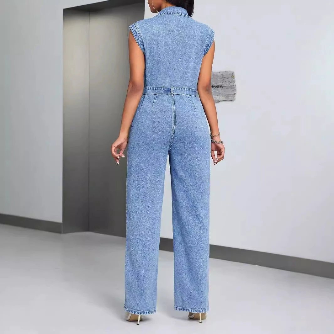 Denim Wear Sleeveless Casual Jumpsuit Trousers Jeans by GJG Denim