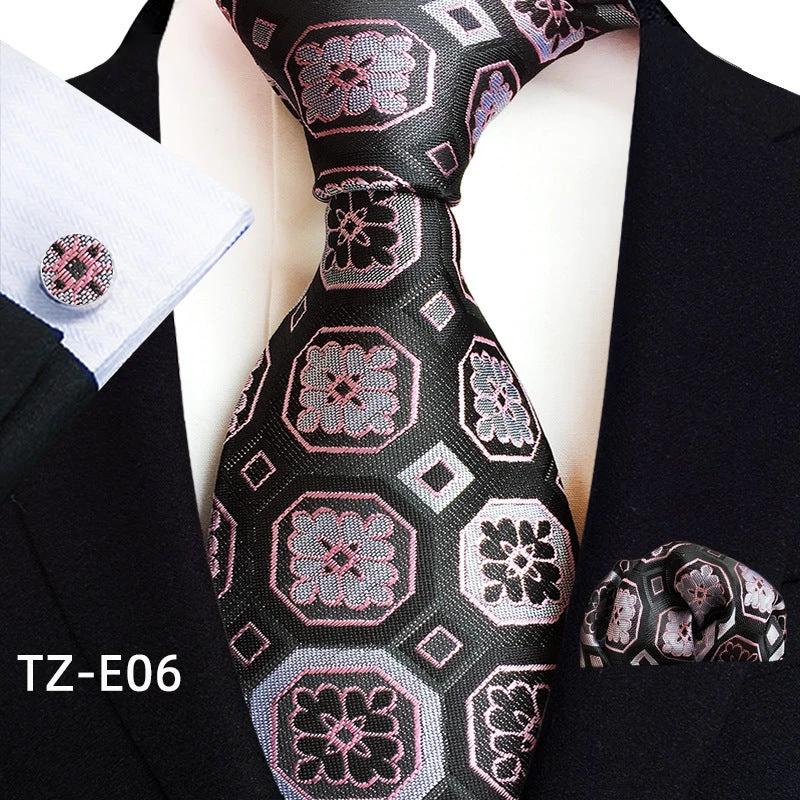 Men's Paisley Tie Square Scarf Pocket Square Cufflinks Three-piece Set by GJG Denim