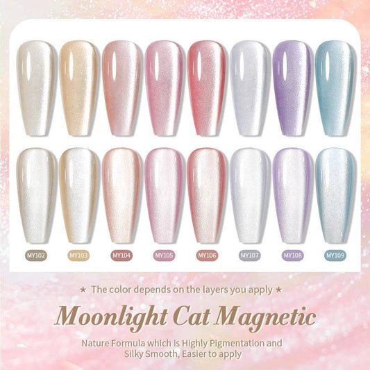 Mirror Porcelain White Cat's Eye White Moonlight Gel Nail Polish by GJG Denim
