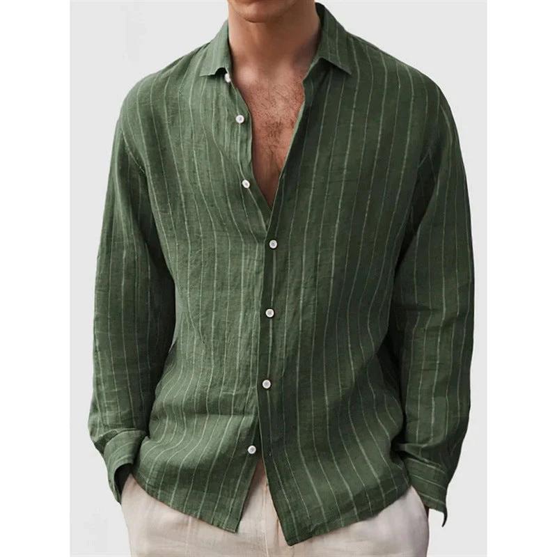 Long Sleeve Men's Shirt Striped Print by GJG Denim