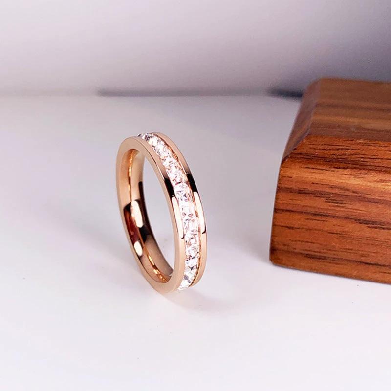 INS Rings Titanium Steel Couple Single And Double Row rhinestone Ring by GJG Denim