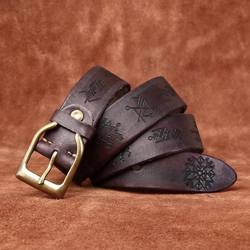 Men's Retro Trend Carved All-matching Belts by GJG Denim