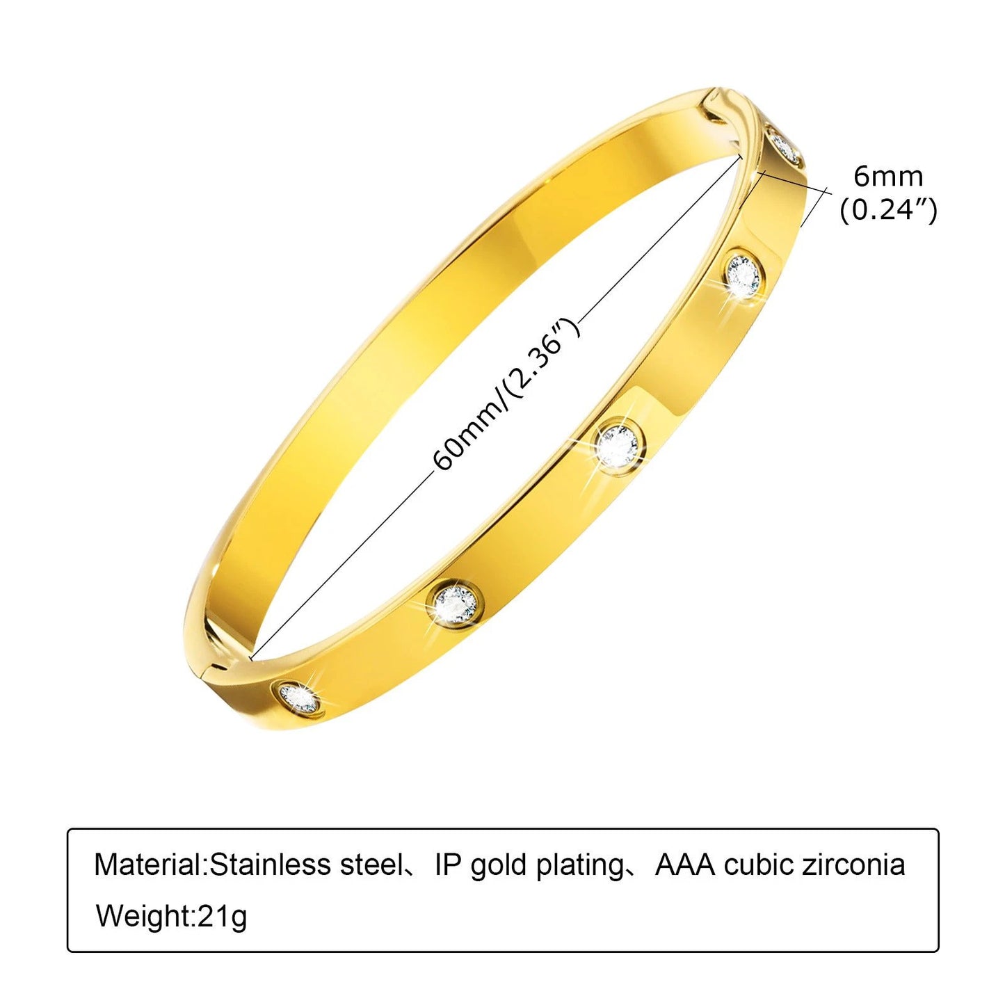 Stainless Steel Glossy Bracelet With Drill by GJG Denim