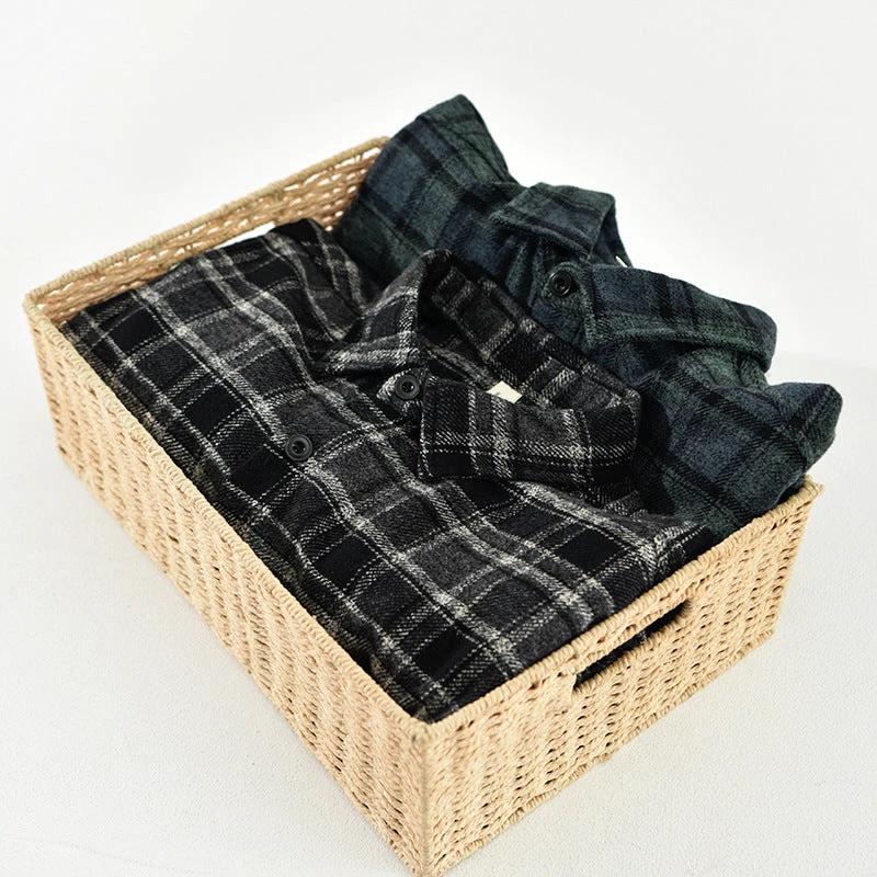 Men's Retro Plaid Long Sleeve Casual Shirt by GJG Denim