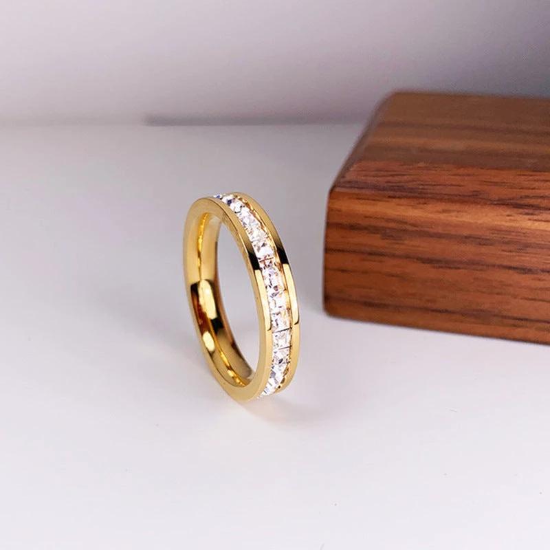 INS Rings Titanium Steel Couple Single And Double Row rhinestone Ring by GJG Denim
