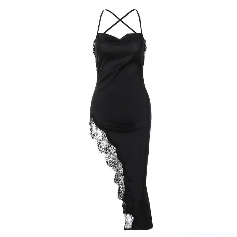 Backless Slim Fit Lace Sling Dress by GJG Denim