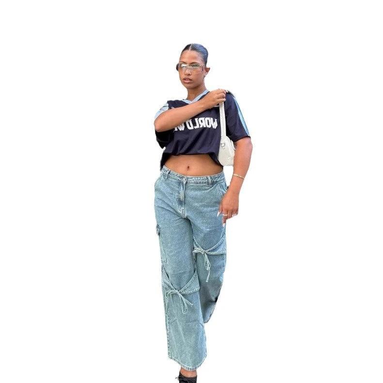 Women's Fashionable Wide Leg Pants Loose Trousers by GJG Denim