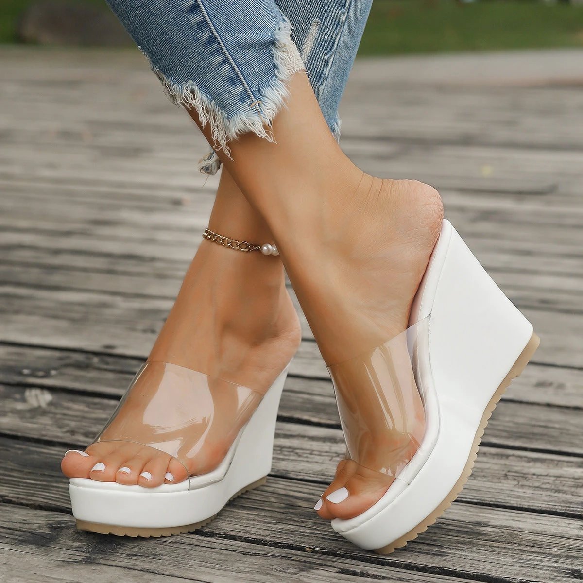 Fashion Wedge Transparent Sandals by GJG Denim