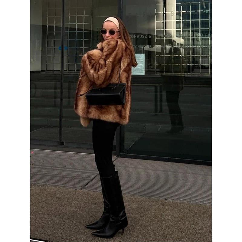 Street Fur Coat Short Women's Top Warm by GJG Denim