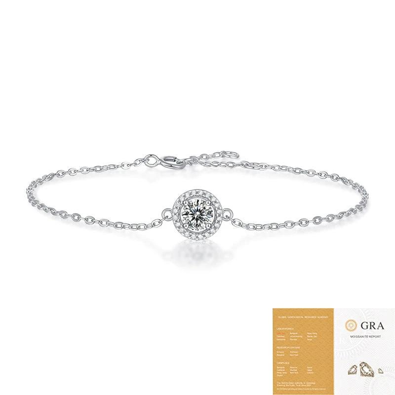 Silver Light Luxury Moissanite Round Bag Bracelet by GJG Denim