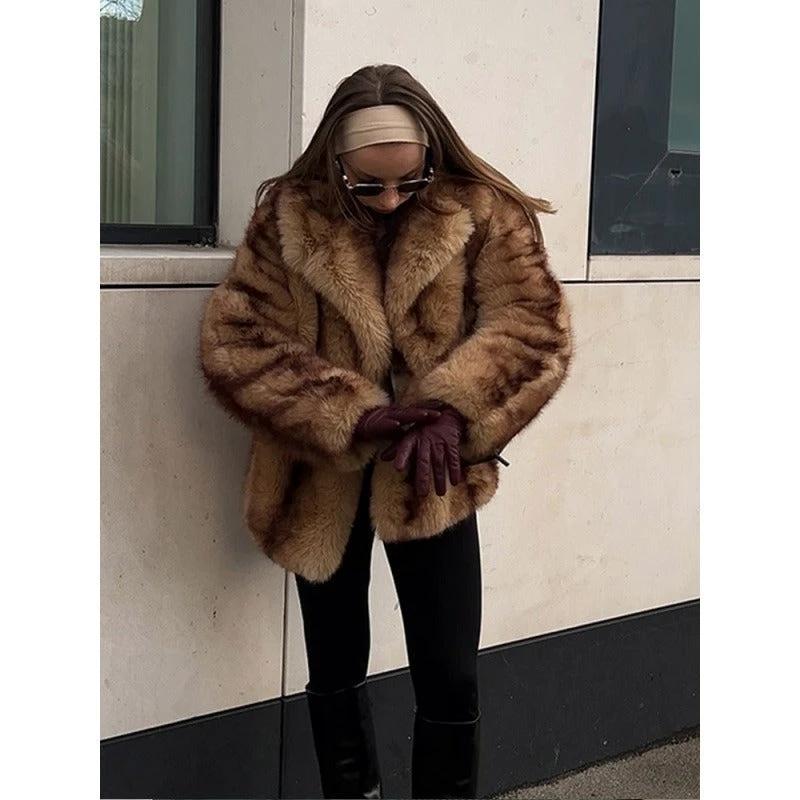 Street Fur Coat Short Women's Top Warm by GJG Denim