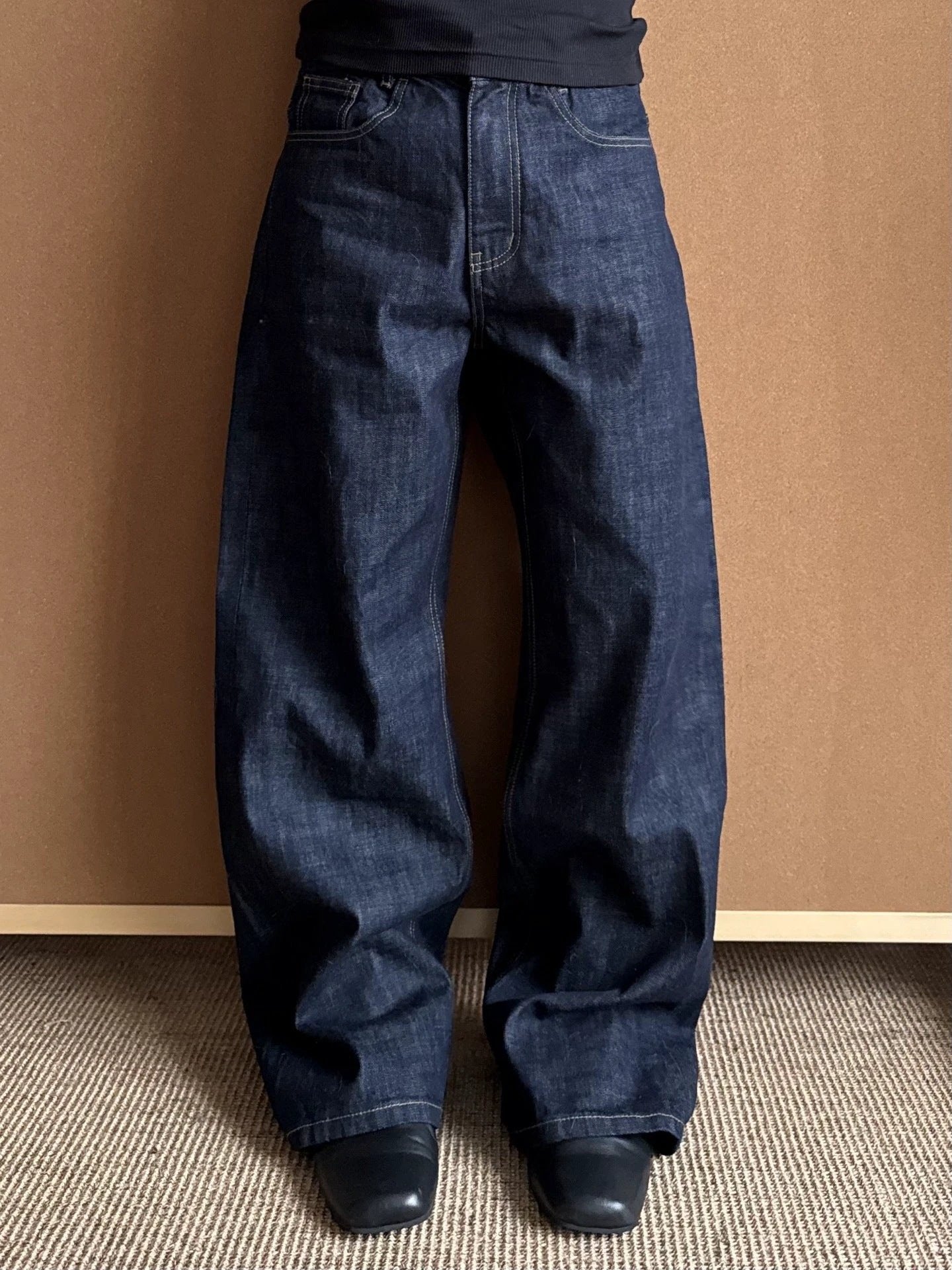Men's Loose Straight-leg Wide-leg A- Line Jeans by GJG Denim