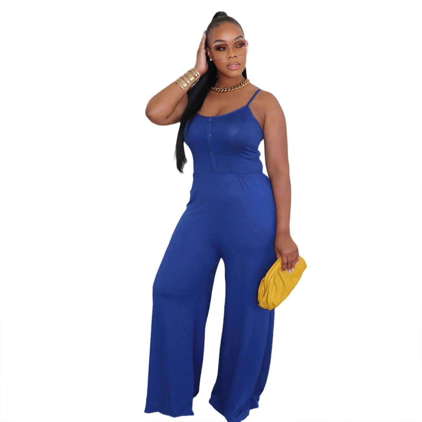 Sexy European And American Solid Color Sling One-piece by GJG Denim