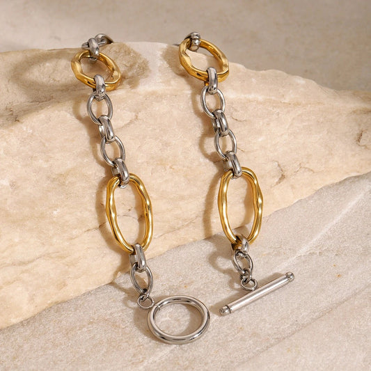 European And American Stainless Steel Color Matching Bracelet High Sense Style by GJG Denim