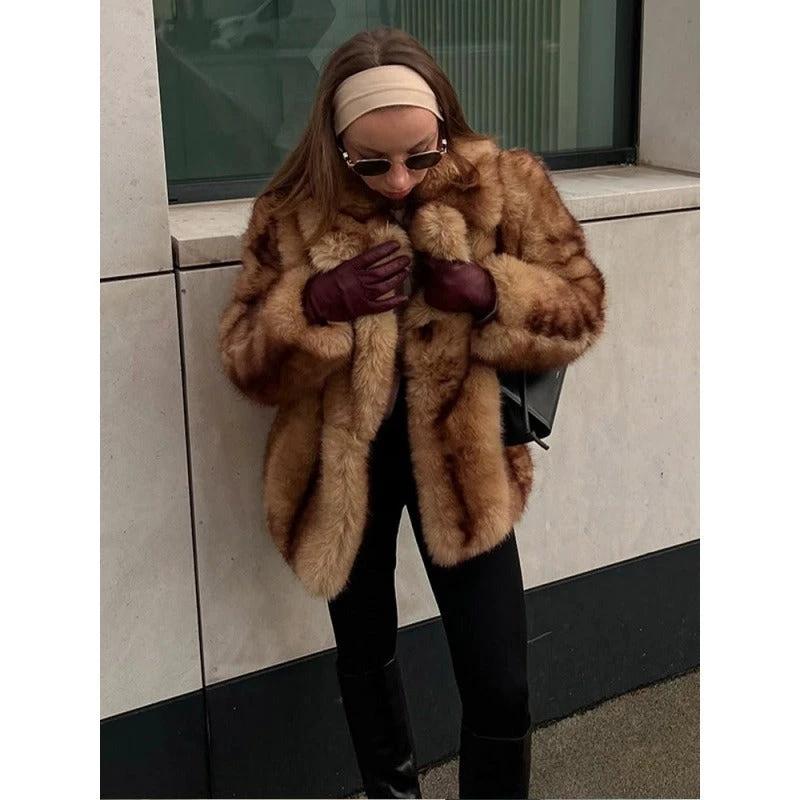 Street Fur Coat Short Women's Top Warm by GJG Denim