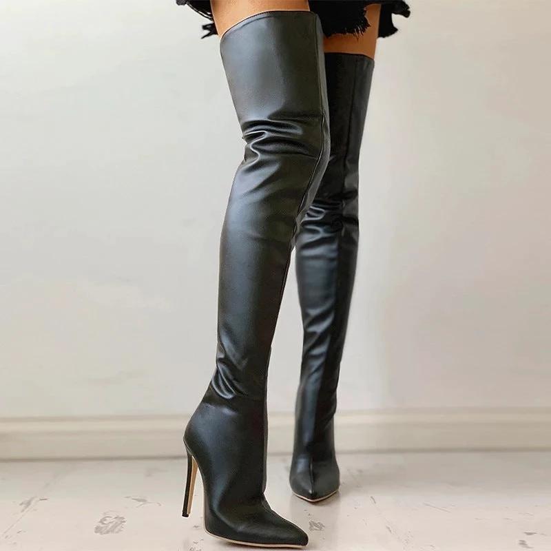 Personality Below The Knee Plus Size Women's Boots by GJG Denim